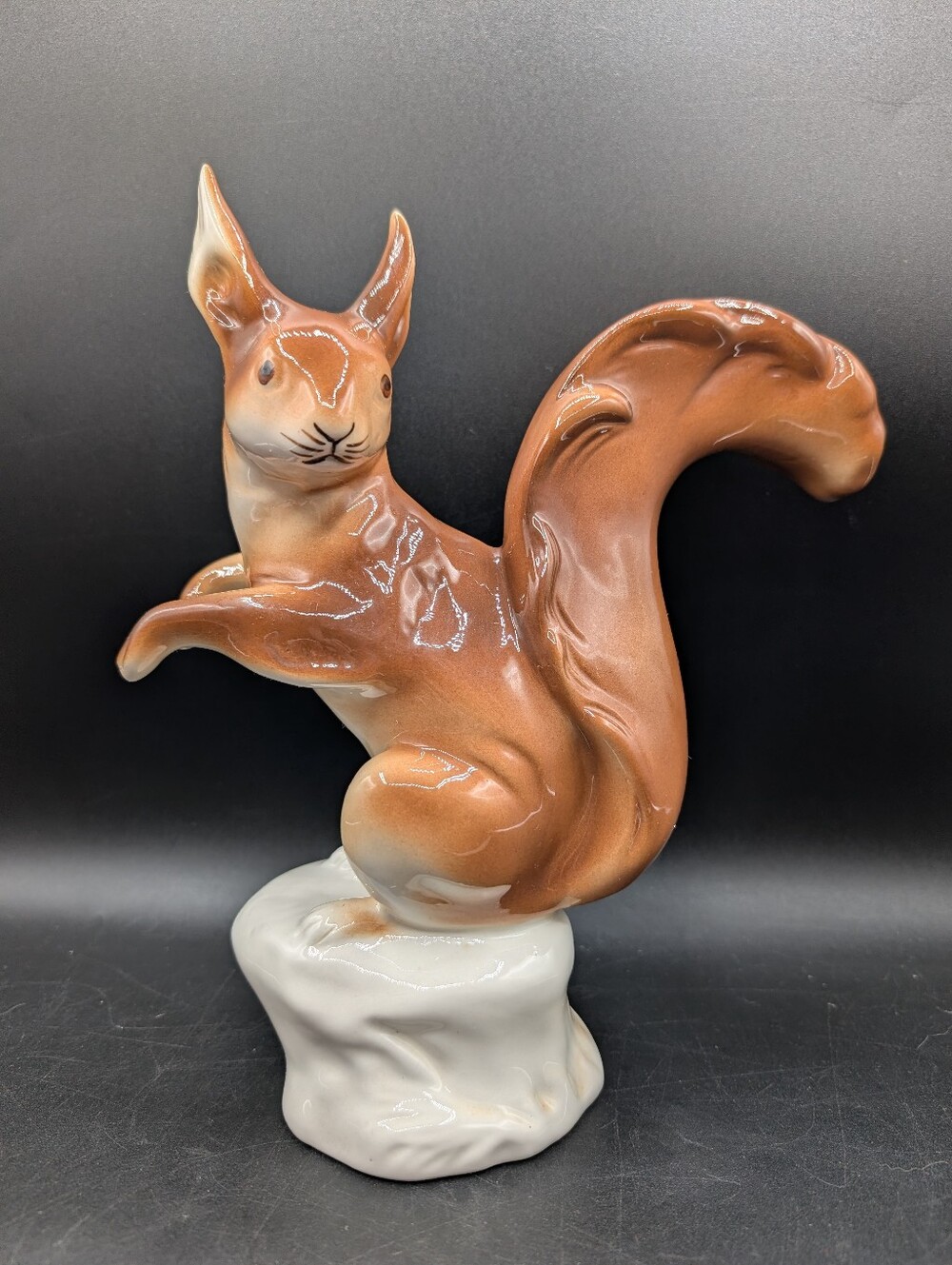 Royal Dux Bohemia Vintage 9.5"  Squirrel Figurine, Czechoslovakia, Excellent